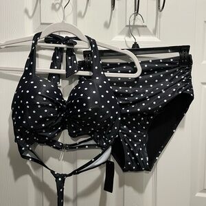 Black and White Polka Dot Bikini Set